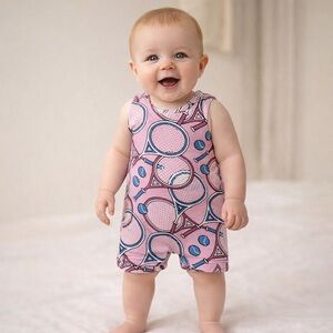 Posh Peanut Pink Mirra Tennis Racerback Short Romper